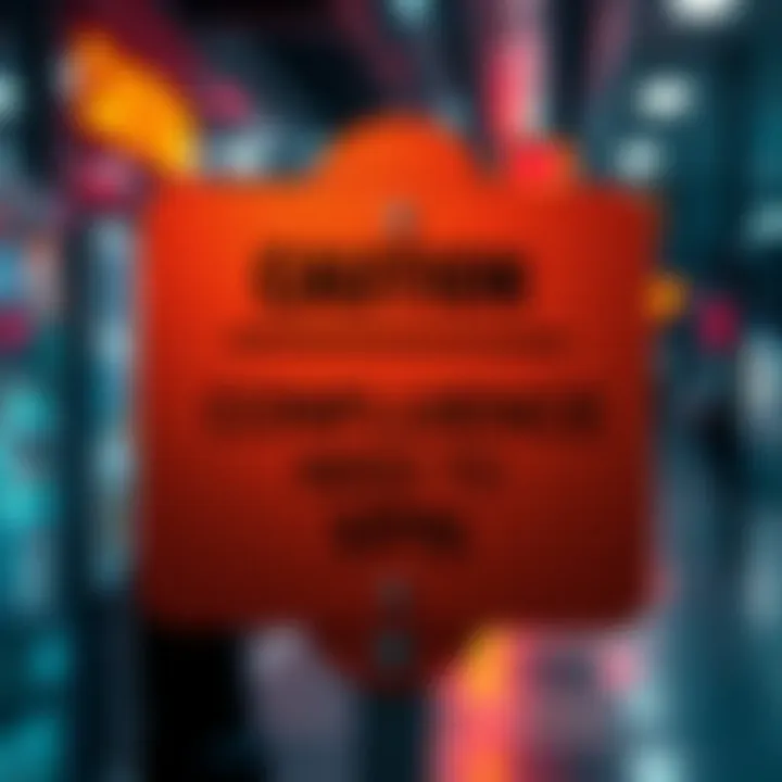 Warning sign indicating risks associated with the Confluence app and the need for a VPN.