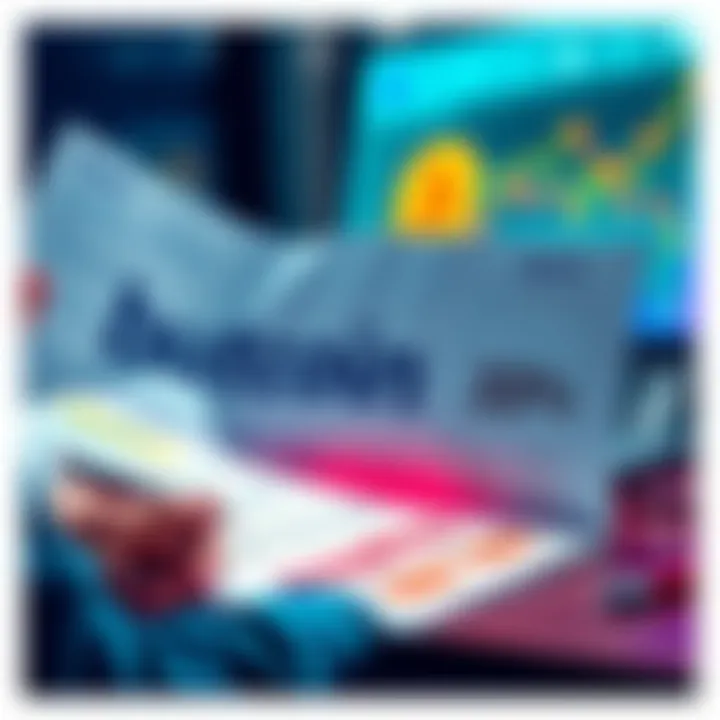 Cautious Investment in Butcoin A person analyzing portfolio documents with a small portion labeled for Butcoin investment, showing a cautious approach to crypto investing