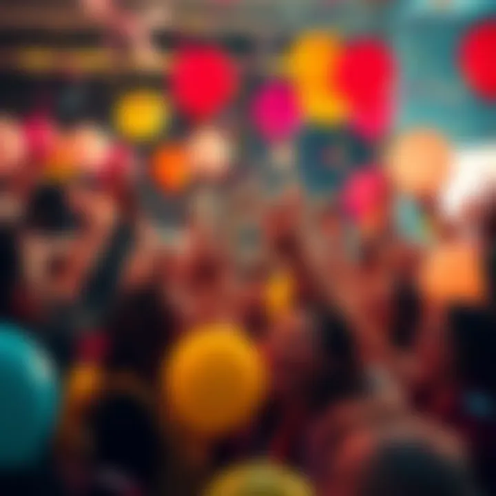 Celebration of 10k Milestone A group of people joyfully celebrating a 10k milestone with confetti and balloons, showcasing excitement and community spirit.