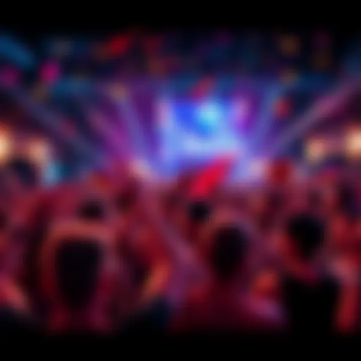 Packed crowd enjoying a lively celebration with confetti and smiles