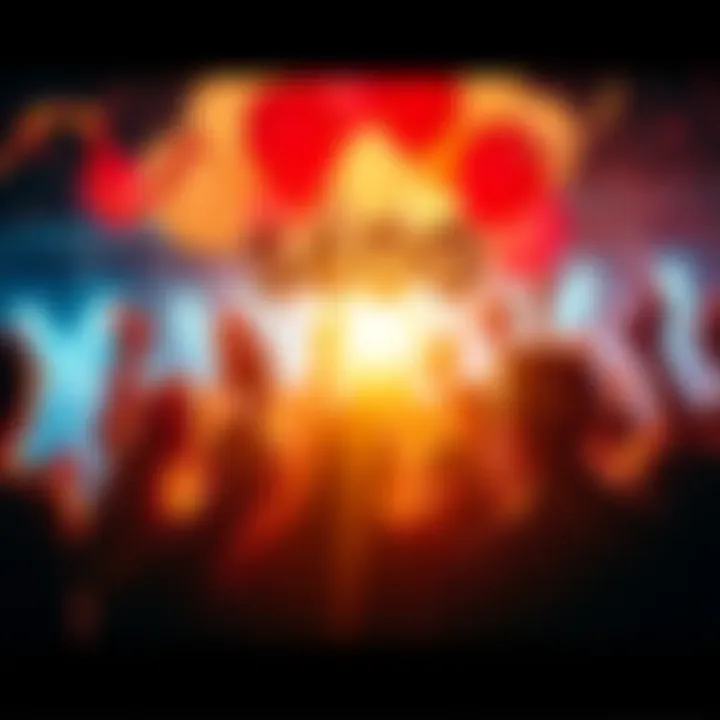 A group of people celebrating a milestone together with balloons and confetti