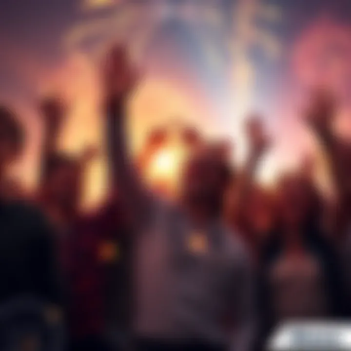 A group of people celebrating together with smiles and raised hands, showing their happiness after a tough period.