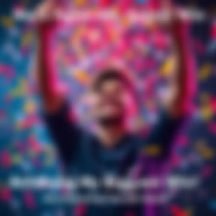 A person smiling with arms raised in victory, surrounded by colorful confetti, symbolizing a personal breakthrough.
