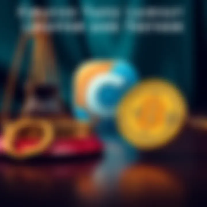 Celsius logo and Tether logo with a gavel showing a legal dispute over Bitcoin assets