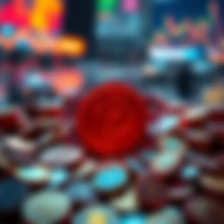 Central Exchange Cryptocurrency Gathering A central exchange logo with a visual of various cryptocurrencies around it, showing the gathering process for trading.