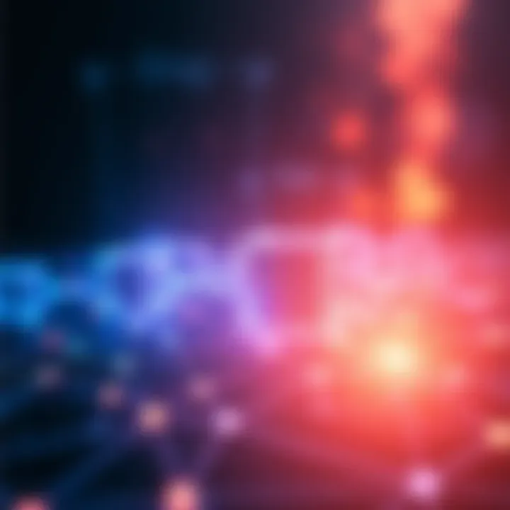 A visual representation of a blockchain network impacting the cryptocurrency market, showing interconnected blocks symbolizing innovation and competition