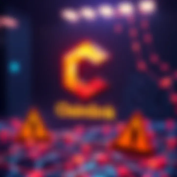 Chainlink on Solana Graphic showing Chainlink logo and Solana's blockchain network with warning signs about liquidity risks
