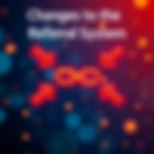 A graphic showing a broken link symbol with arrows indicating the end of a connection, signifying the discontinuation of the referral system.