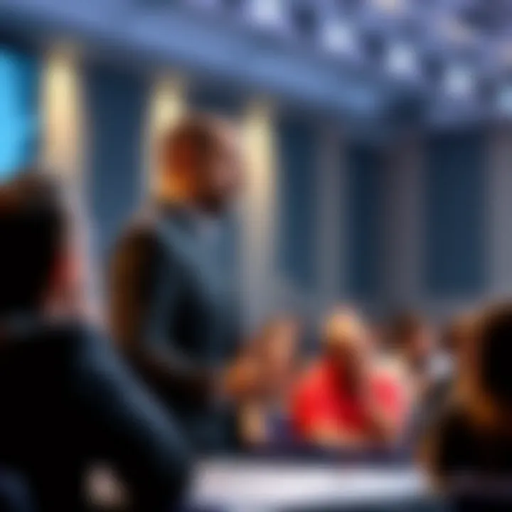 Charles Hoskinson discussing Cardano on stage during a conference, looking concerned as audience members react.