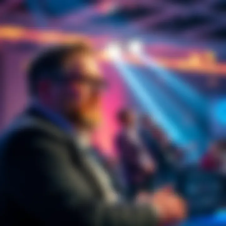 Charles Hoskinson speaking at a technology summit, sharing insights on blockchain and future developments.