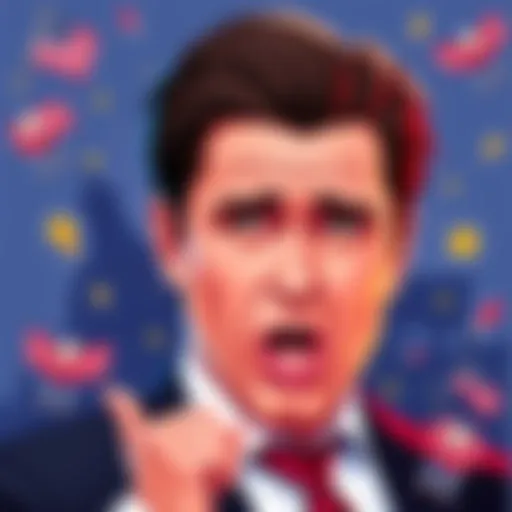 Illustration of Charlie Kirk with meme elements, showing a humorous twist on his political persona