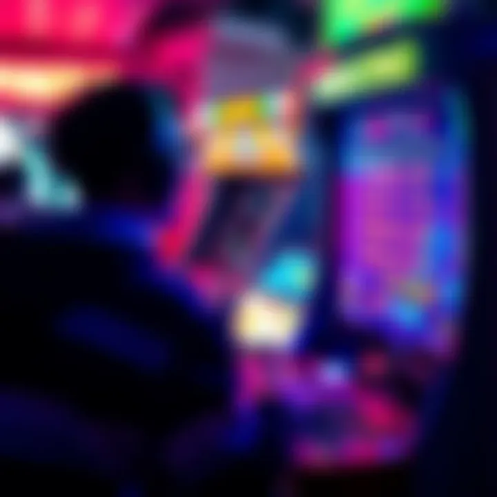 A player at a mini arcade game showing suspicious signs of cheating with a digital screen displaying high scores