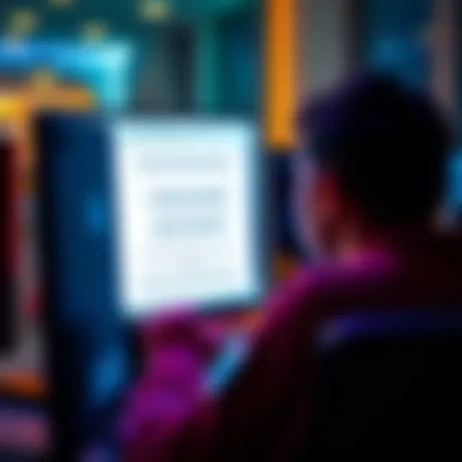 A person looking at a computer screen displaying an account alert email about dormant account regulations.