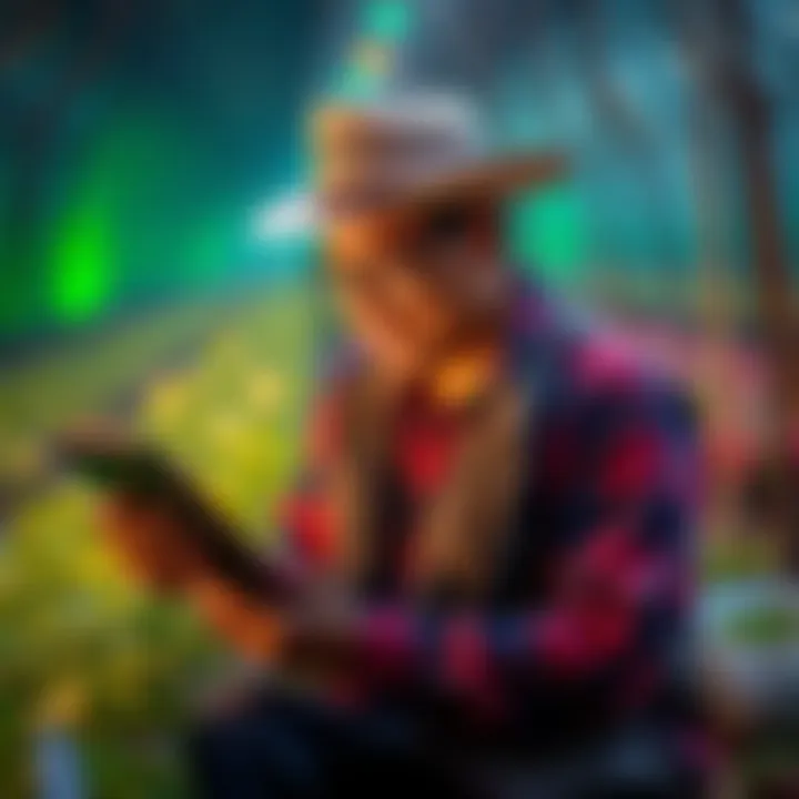 A farmer evaluating crops with Chia Netspace data on a tablet, illustrating the impact on farm profitability.