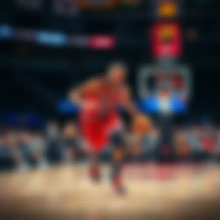 A Chicago Bulls player makes a strong move on the court during a game, showcasing teamwork and determination as fans cheer in the background.