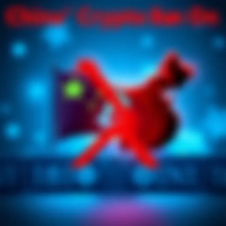 China's Crypto Ban A graphic showing the Chinese flag with a crossed-out cryptocurrency symbol and stablecoin icons, symbolizing the ban on crypto and focus on stablecoins.