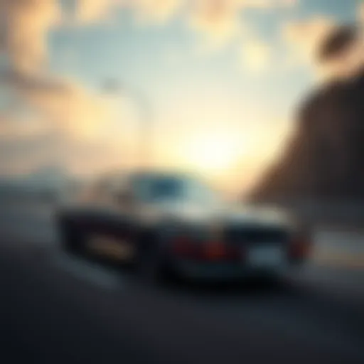 A custom Chinese AE86 kit car driving on a scenic highway, showcasing its sporty design and freedom of the open road.