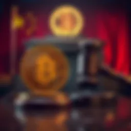 A court gavel beside the Bitcoin symbol, representing legal recognition of cryptocurrency ownership in China.