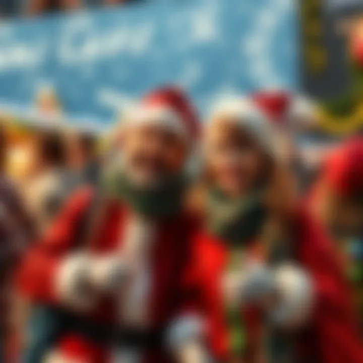 Christmas Cavs Clive and Adel Cheerful characters, Clive and Adel, dressed in festive attire, spreading holiday cheer at a community event.