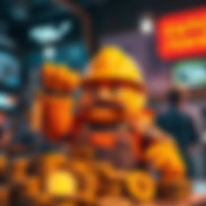A fundraising event featuring Chud the Builder with meme-coins and cryptocurrency displays, highlighting controversy surrounding a Tennessee shooting