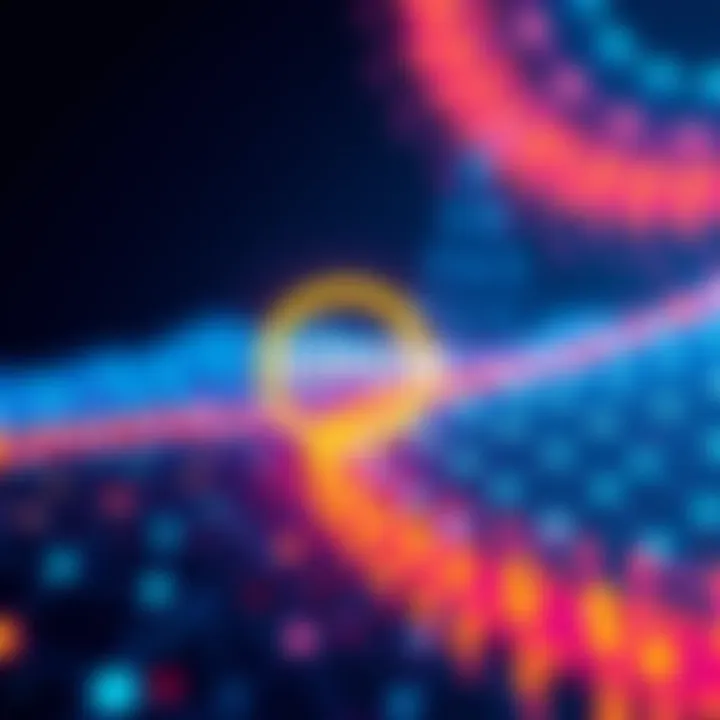 Illustration of Circle's logo with a visual of digital transactions across multiple blockchains.