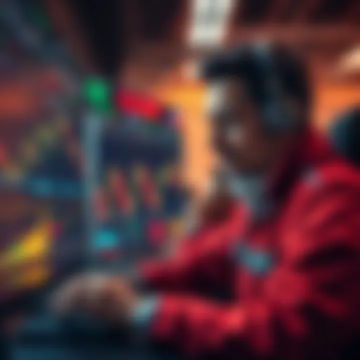 A trader looking at market charts and graphs regarding CKB .02 tokens, considering whether to hold or sell.