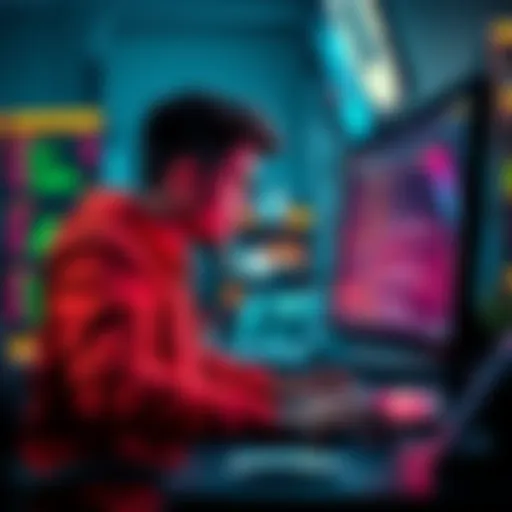 A developer working on a computer, looking at code on the screen while reviewing app data error reports, symbolizing accountability in AI development.