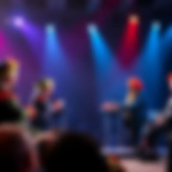 Politicians dressed as clowns engaging in a lively debate on stage