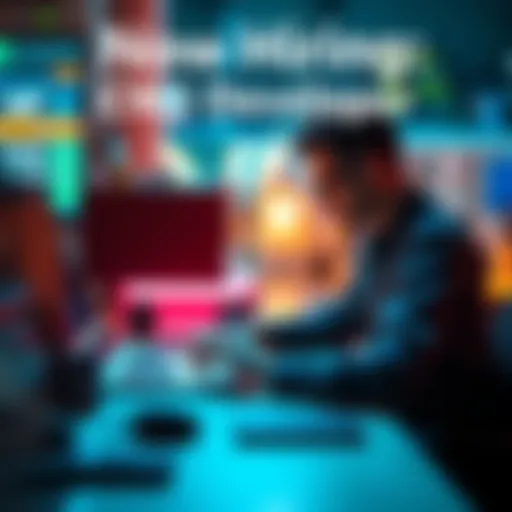 A person working on a laptop to design a website, focused on creating custom features and layouts.