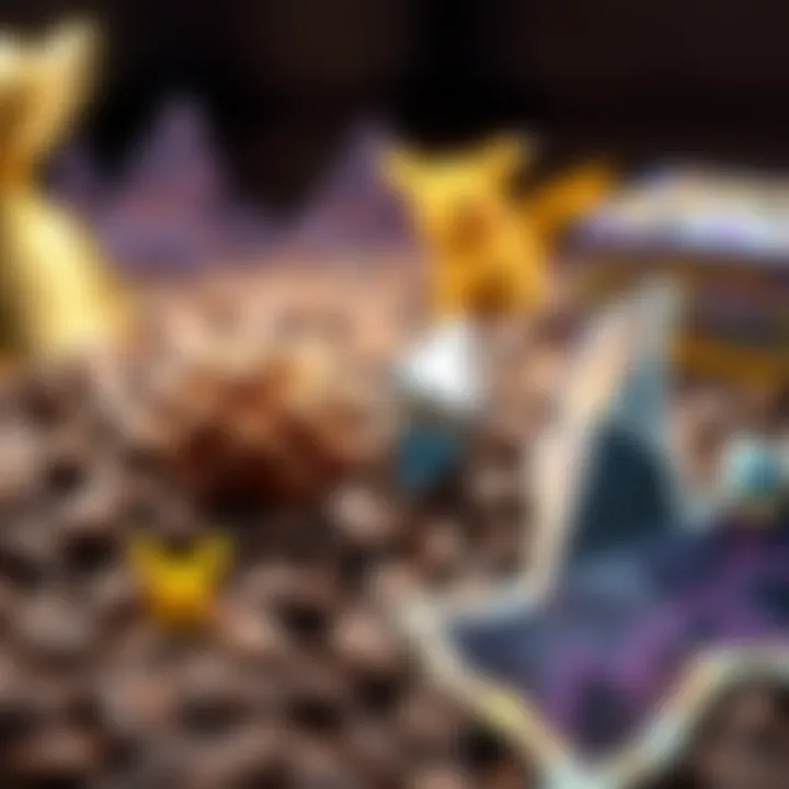 A graphic showing cocoa beans rising in value compared to Ethereum, with gold and collectibles like Pokémon cards in the background.