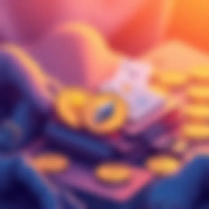 An illustration showing a digital wallet with Ethereum coins and USDC notes, representing Coinbase's new loan service.