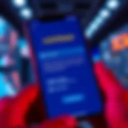 A phone with a Coinbase app showing a warning about scam activity and support contact information