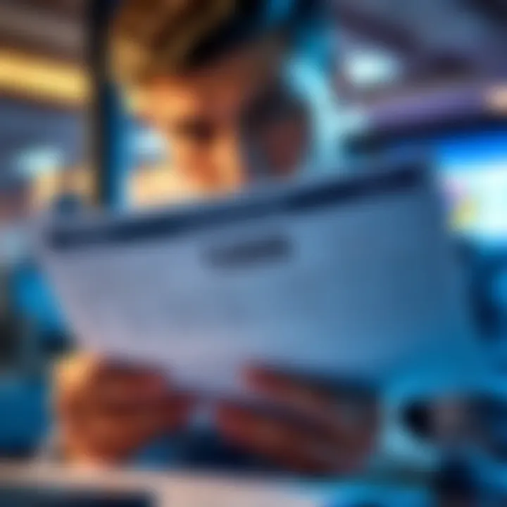 Individual reviewing a 1099 tax form related to Coinbase cryptocurrency trading