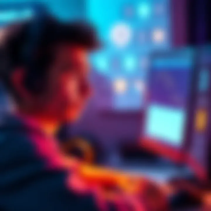 A frustrated person looking at a computer screen showing delayed Bitcoin transactions on Coinbase.