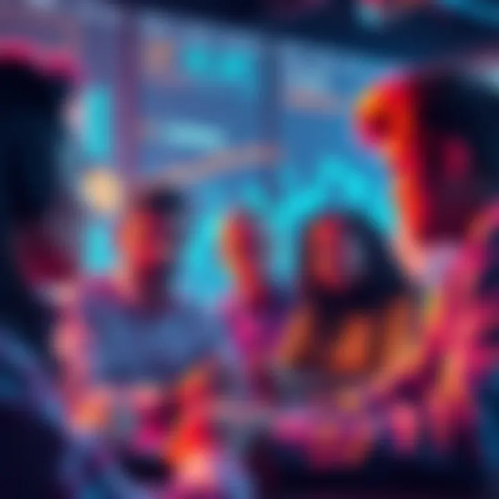 Group of Coinbase users sharing thoughts on AI trading bots and DeFi solutions in a digital setting