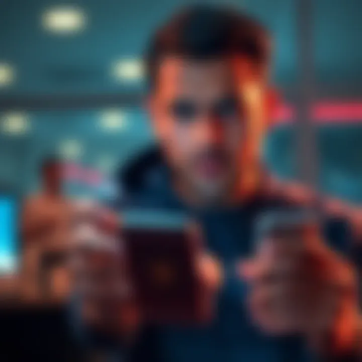 A person looking at a smartphone with a worried expression after receiving a Coinbase withdrawal code via SMS