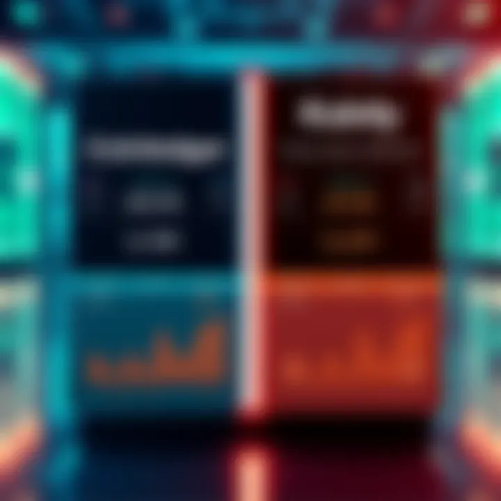 Side-by-side comparison of Coinledger and Koinly crypto tax software with graphs and pricing details