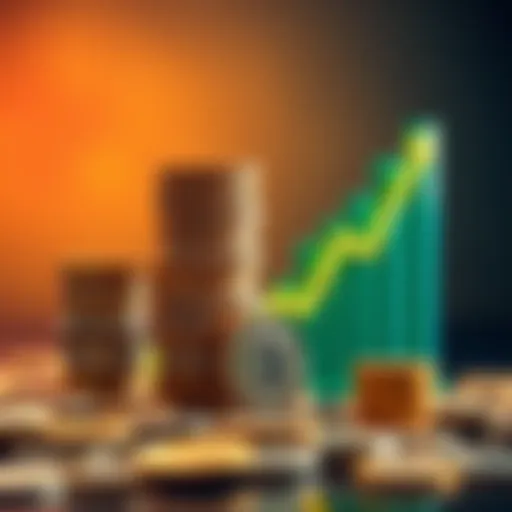 A visual representation of stable coins stacked next to a growing graph, symbolizing earning potential on Binance Earn.