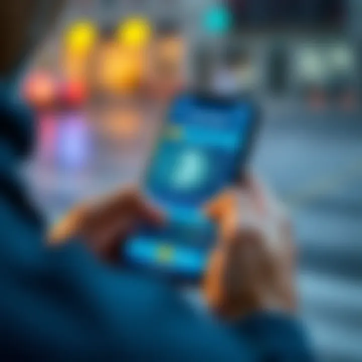 Cold Storage Wallet for Bitcoin A person accessing a cold storage wallet for Bitcoin on a smartphone, showing a digital wallet interface. Bitcoin logo and Lightning Network symbols are displayed.