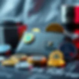 A cold wallet device next to various cryptocurrencies, showcasing secure asset storage options.