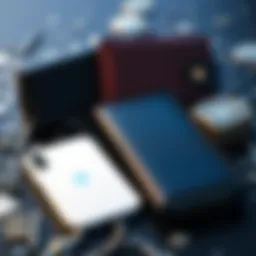 A selection of cold wallets displayed next to an iPhone, showcasing security features and compatibility for cryptocurrency storage.