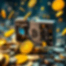 A visual representation of a loss in Bitcoin, featuring a broken ColdCard device and falling digital coins.