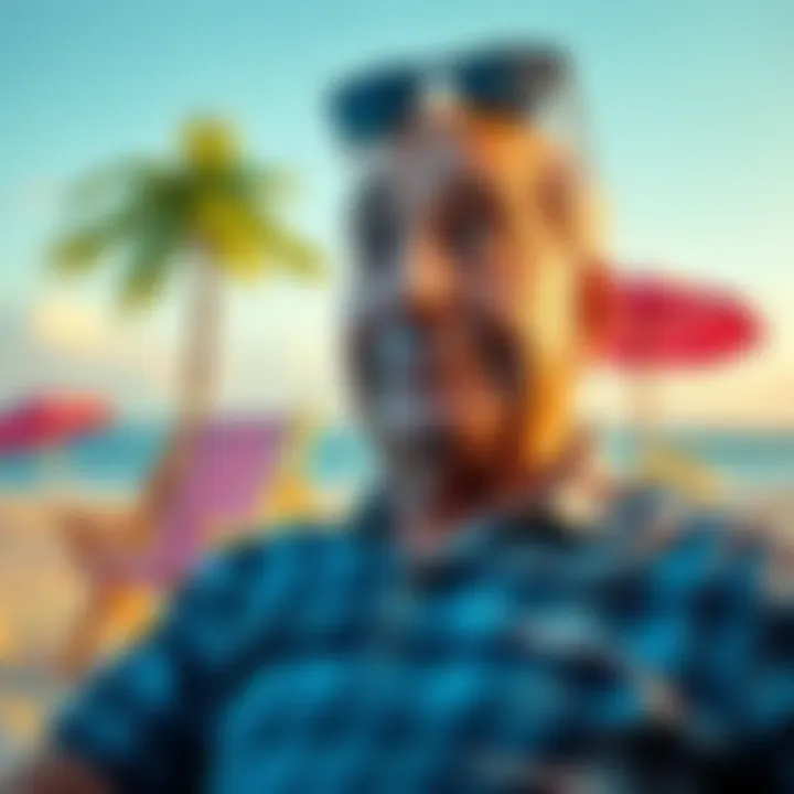 Coldcard Retirement Humor A person humorously reflecting on retirement with a quirky expression, surrounded by playful retirement symbols like a beach chair and palm trees, hinting at past jokes and irony.