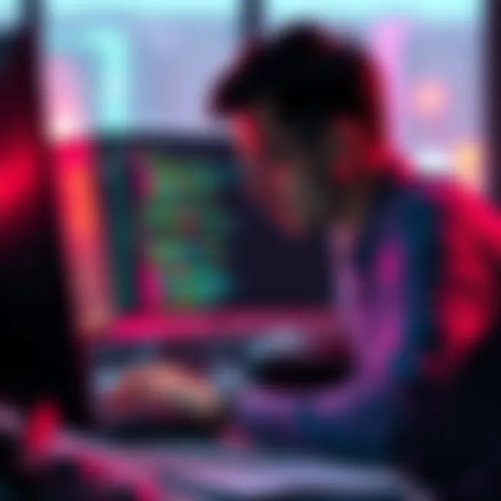 Coldcard Theft Attempt A person sitting at a computer, looking concerned while examining code on the screen related to Coldcard theft.