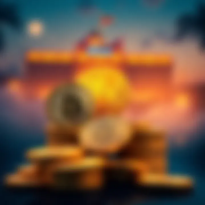 Illustration of Bitcoin coins and a Colombian financial building, representing the launch of AFP Protección's new Bitcoin exposure fund.