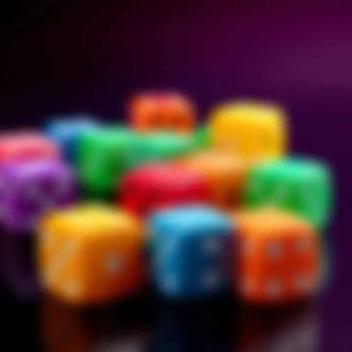 A set of colorful dice arranged in a way that symbolizes finance strategies, suggesting easy money management