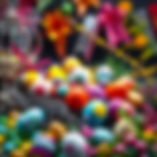 A vibrant display of various colorful Easter eggs, showcasing the best find of 2026 surrounded by festive decorations.