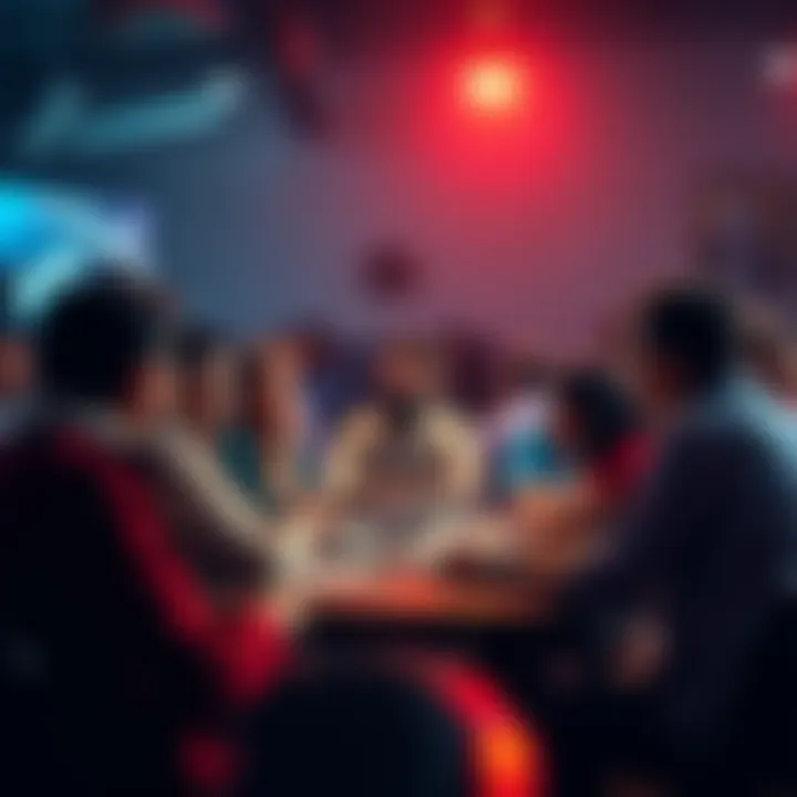 Community Discussion A group of people engaging in a lively discussion about community lessons and challenges, with Kris at the center prompting the conversation.