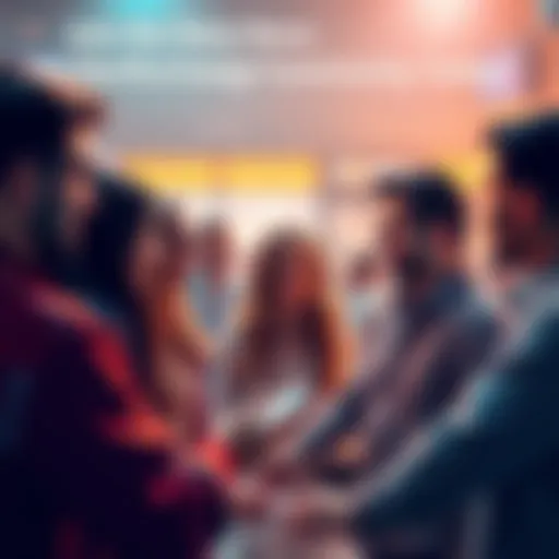 A diverse group of people engaging in conversation about cryptocurrency and NFTs