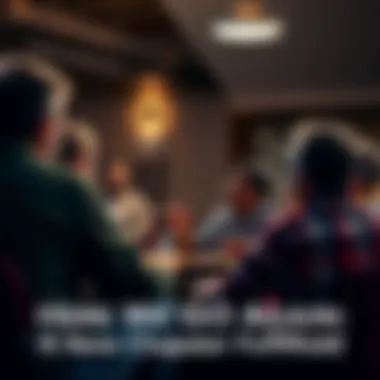 A group of people engaged in discussion at a community meeting, expressing diverse opinions on recent events.